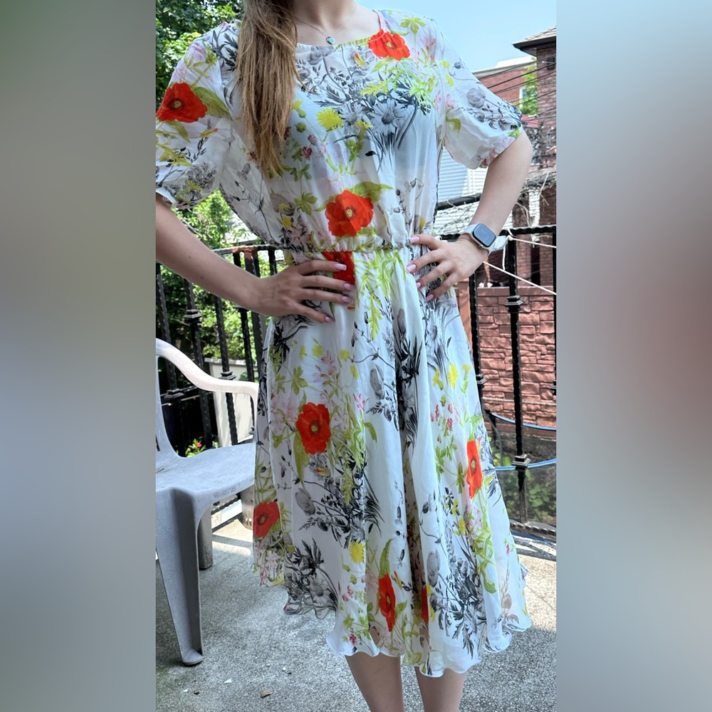 Floral Print White Dress